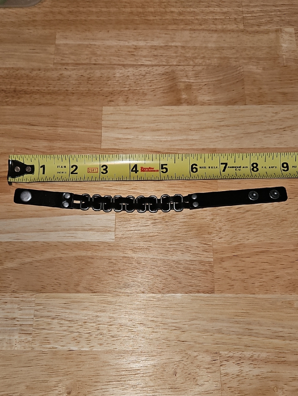 paparazzi Black Leather Bracelet with Metal Chain Accents
